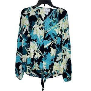 Joseph Ribkoff Women‎ Blouse Style 212239 Floral Tie-Front V-Neck Long Sleeves 4